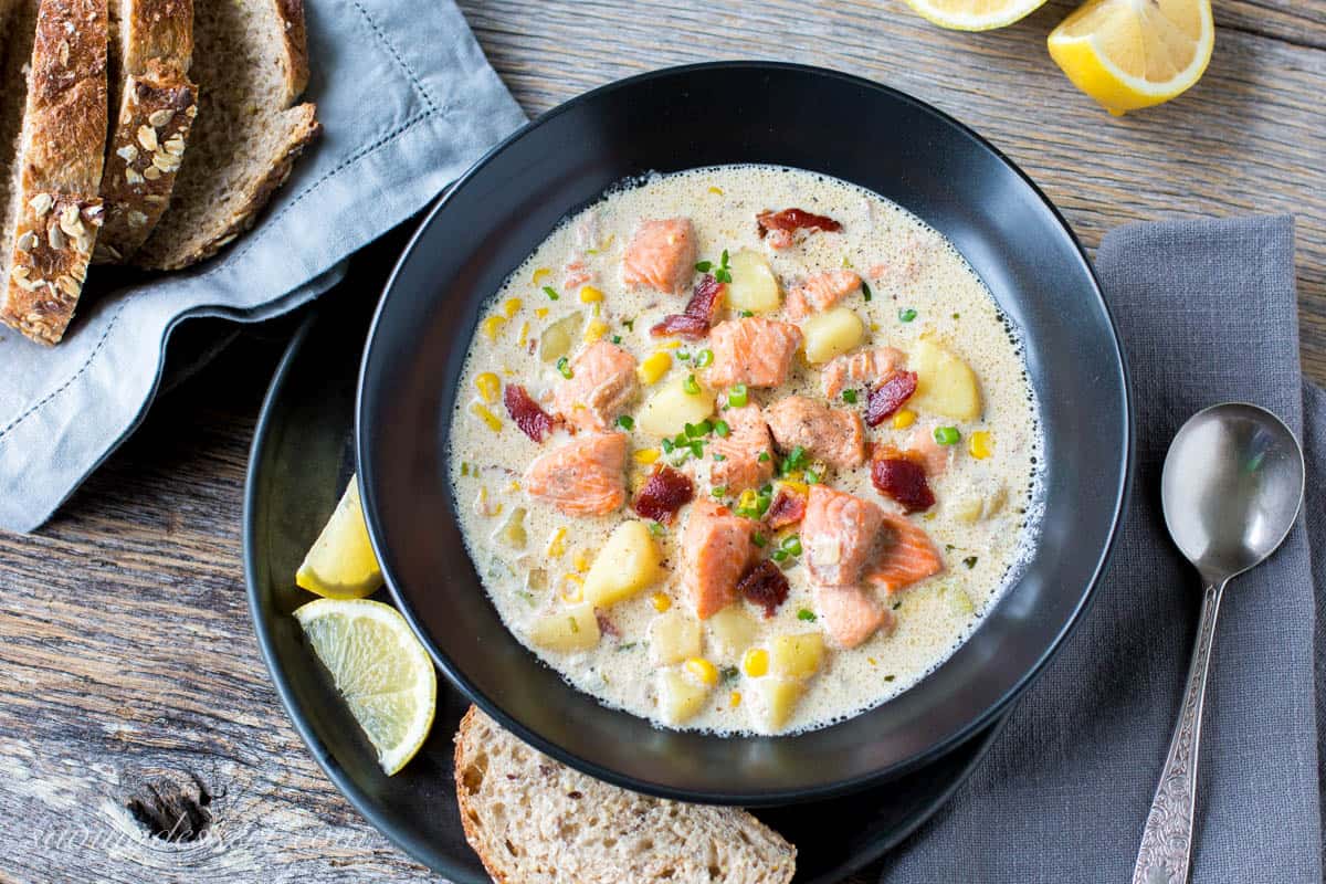 Salmon Chowder in a bowl