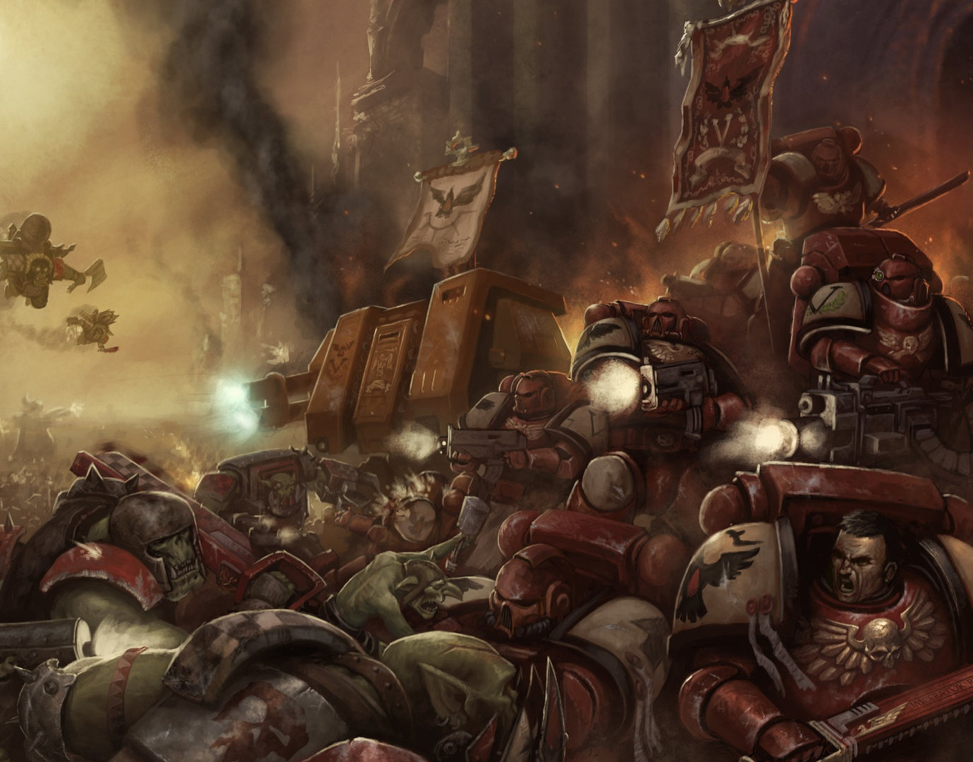 Marines battling Orks